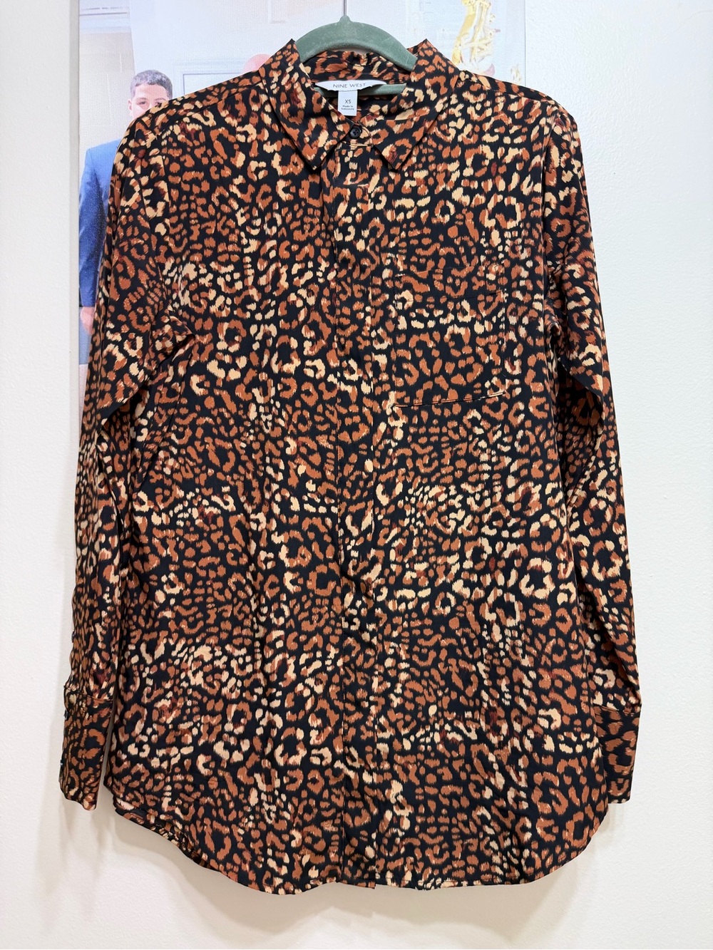 Nine West Women's Leopard Print Button-Down Shirt - Black & Brown